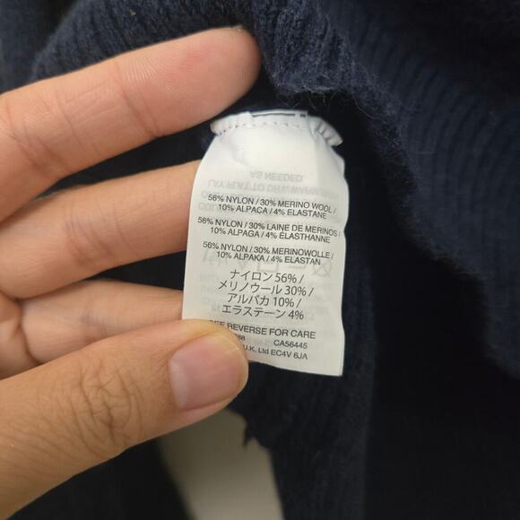 J. Crew S Softest Yarn Merino Wool & Alpaca Blend Turtleneck Long Sweater Navy - Picture 8 of 9